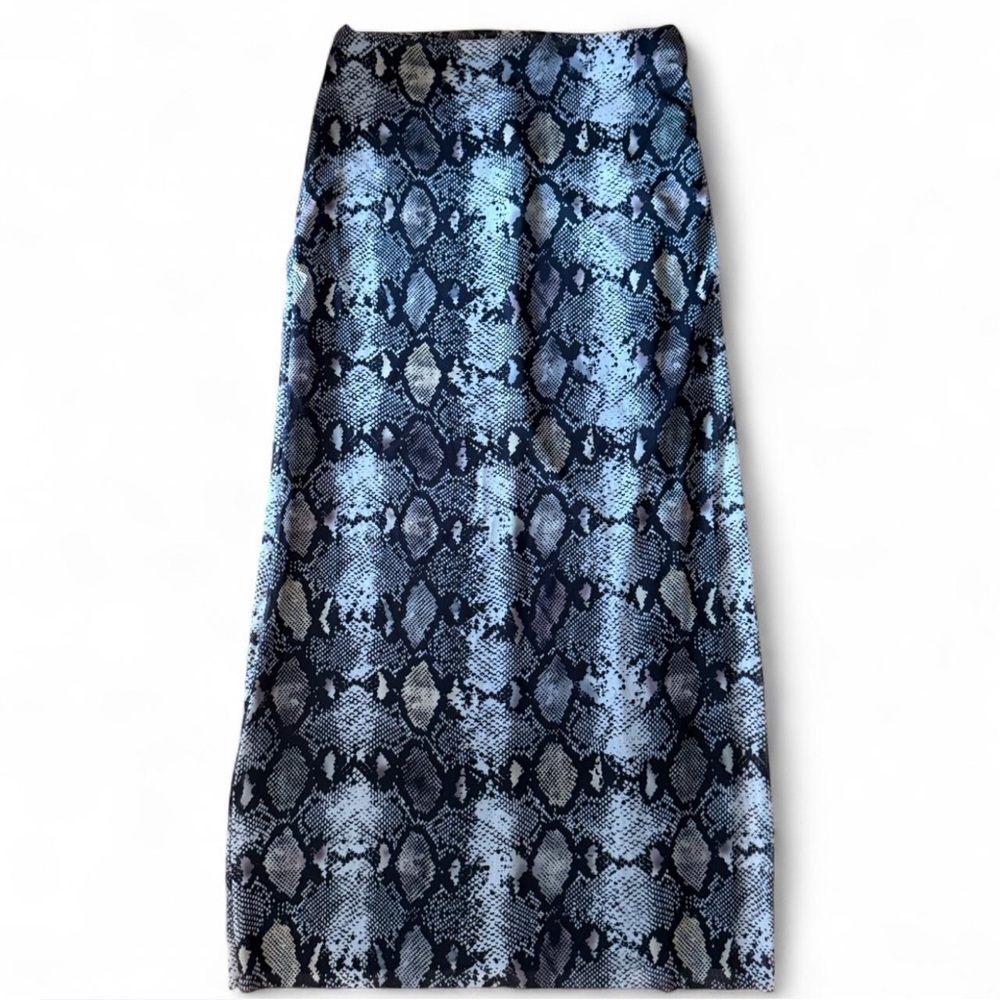 Blue Mesh-y Snake Animal Print Maxi Skirt